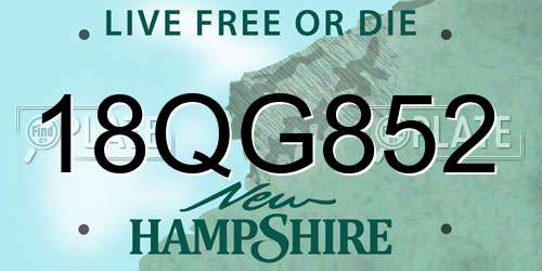 18QG852 New Hampshire License Plate