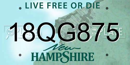 18QG875 New Hampshire License Plate