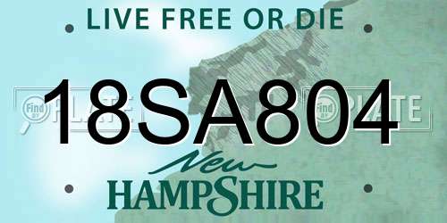 18SA804 New Hampshire License Plate