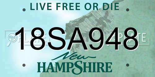 18SA948 New Hampshire License Plate