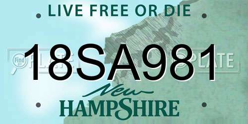 18SA981 New Hampshire License Plate