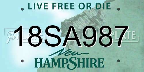 18SA987 New Hampshire License Plate