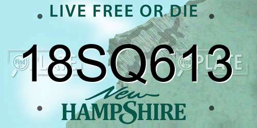 18SQ613 New Hampshire License Plate