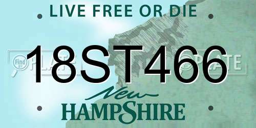 18ST466 New Hampshire License Plate