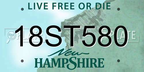 18ST580 New Hampshire License Plate