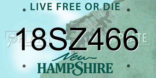 18SZ466 New Hampshire License Plate