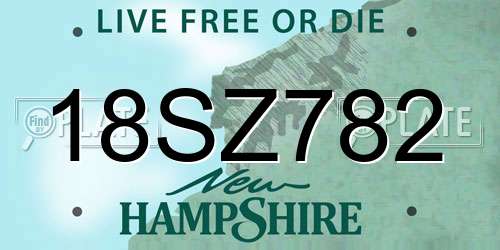 18SZ782 New Hampshire License Plate
