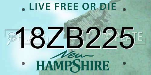 18ZB225 New Hampshire License Plate