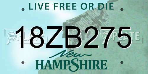 18ZB275 New Hampshire License Plate