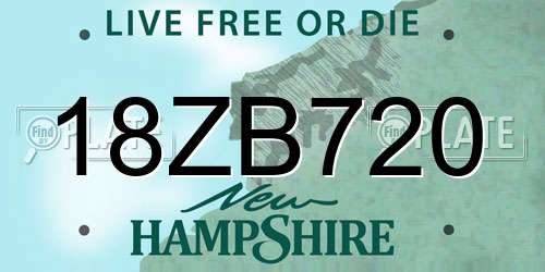 18ZB720 New Hampshire License Plate