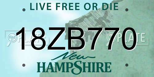 18ZB770 New Hampshire License Plate