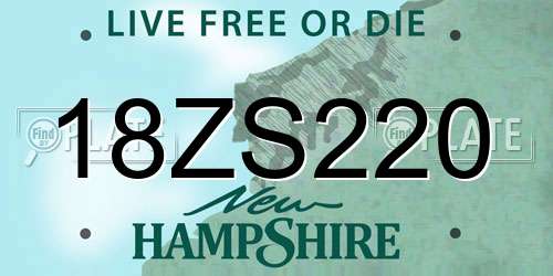 18ZS220 New Hampshire License Plate
