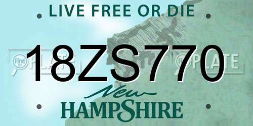 18ZS770 New Hampshire License Plate