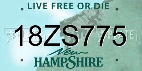 18ZS775 New Hampshire License Plate