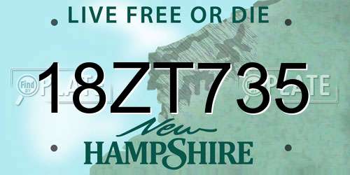 18ZT735 New Hampshire License Plate