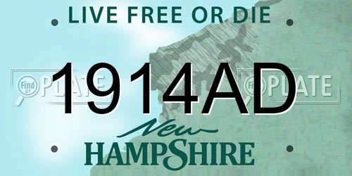 1914AD New Hampshire License Plate