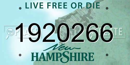 1920266 New Hampshire License Plate