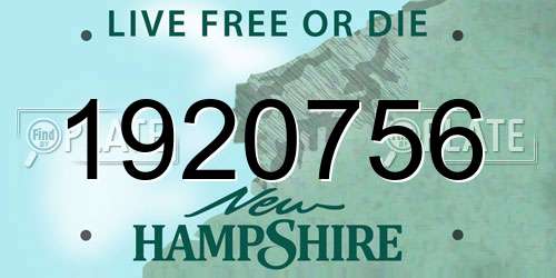 1920756 New Hampshire License Plate