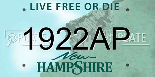 1922AP New Hampshire License Plate