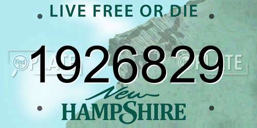 1926829 New Hampshire License Plate