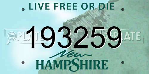 193259 New Hampshire License Plate