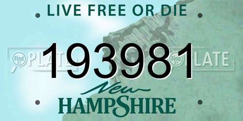 193981 New Hampshire License Plate