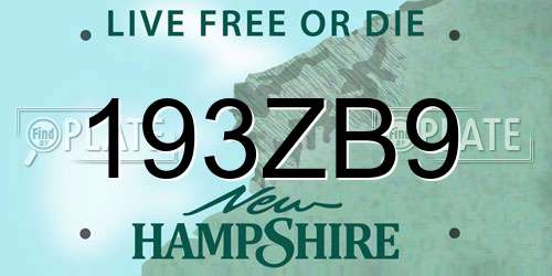 193ZB9 New Hampshire License Plate