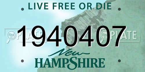 1940407 New Hampshire License Plate