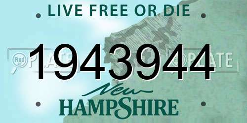 1943944 New Hampshire License Plate