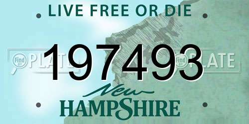 197493 New Hampshire License Plate