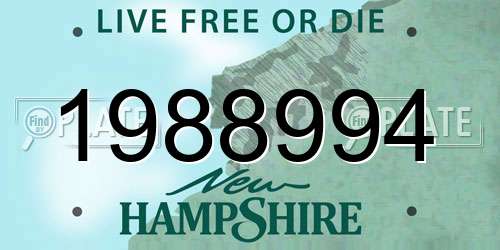 1988994 New Hampshire License Plate