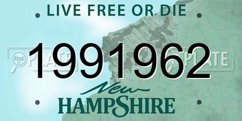 1991962 New Hampshire License Plate