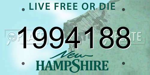 1994188 New Hampshire License Plate