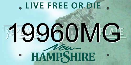 19960MG New Hampshire License Plate
