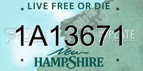1A13671 New Hampshire License Plate