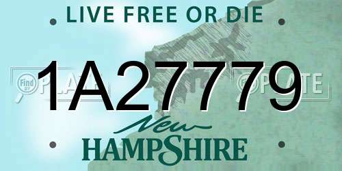 1A27779 New Hampshire License Plate