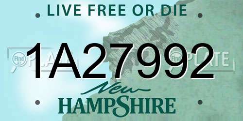 1A27992 New Hampshire License Plate