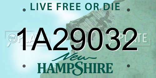 1A29032 New Hampshire License Plate