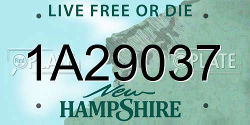 1A29037 New Hampshire License Plate