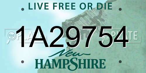 1A29754 New Hampshire License Plate