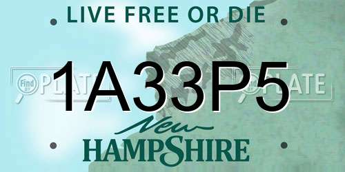 1A33P5 New Hampshire License Plate