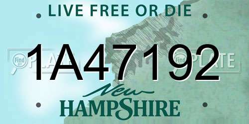 1A47192 New Hampshire License Plate