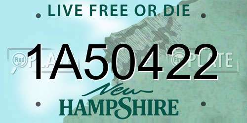 1A50422 New Hampshire License Plate