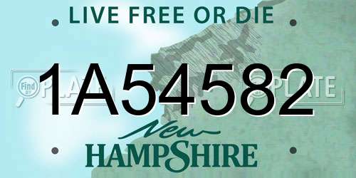 1A54582 New Hampshire License Plate
