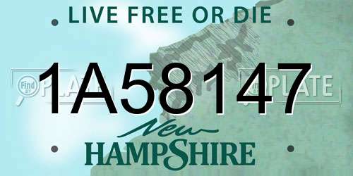 1A58147 New Hampshire License Plate