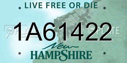 1A61422 New Hampshire License Plate