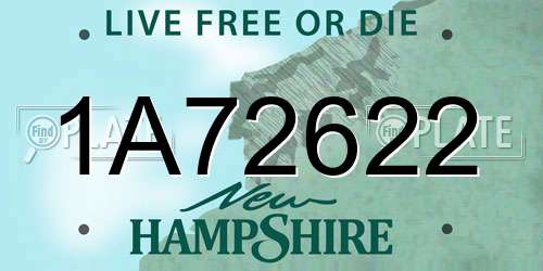 1A72622 New Hampshire License Plate