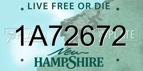 1A72672 New Hampshire License Plate