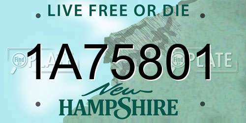 1A75801 New Hampshire License Plate