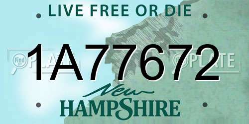 1A77672 New Hampshire License Plate